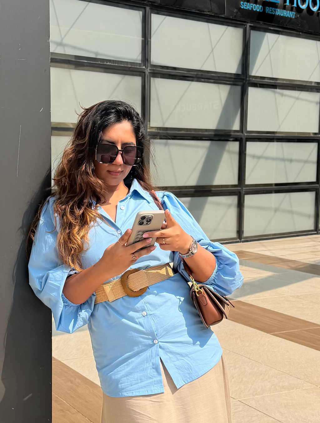 Classic Solid Blue Cotton Shirt