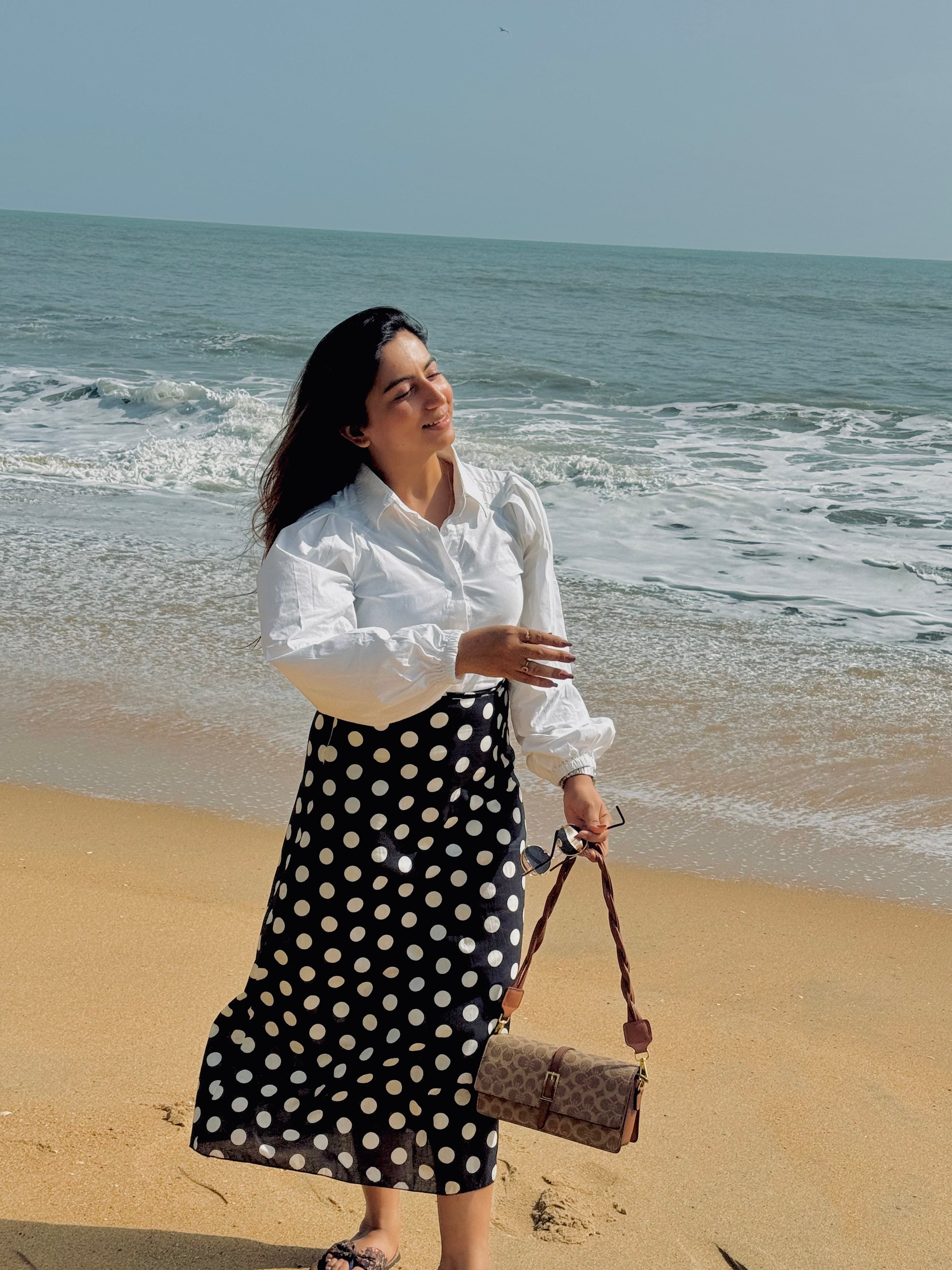 BLACK POLKA DOT COTTON SKIRT
