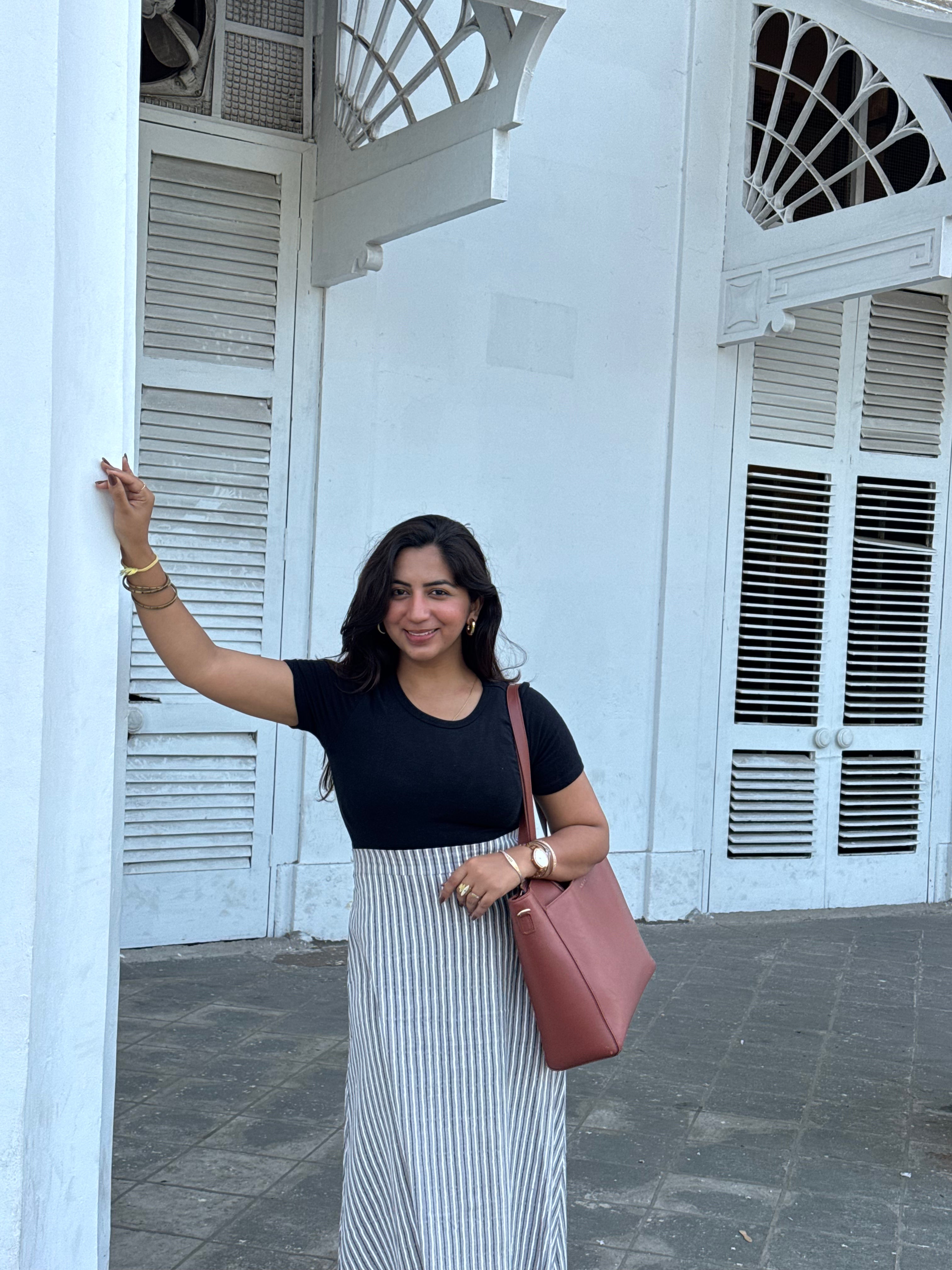 Grey Stripes Cotton Skirt