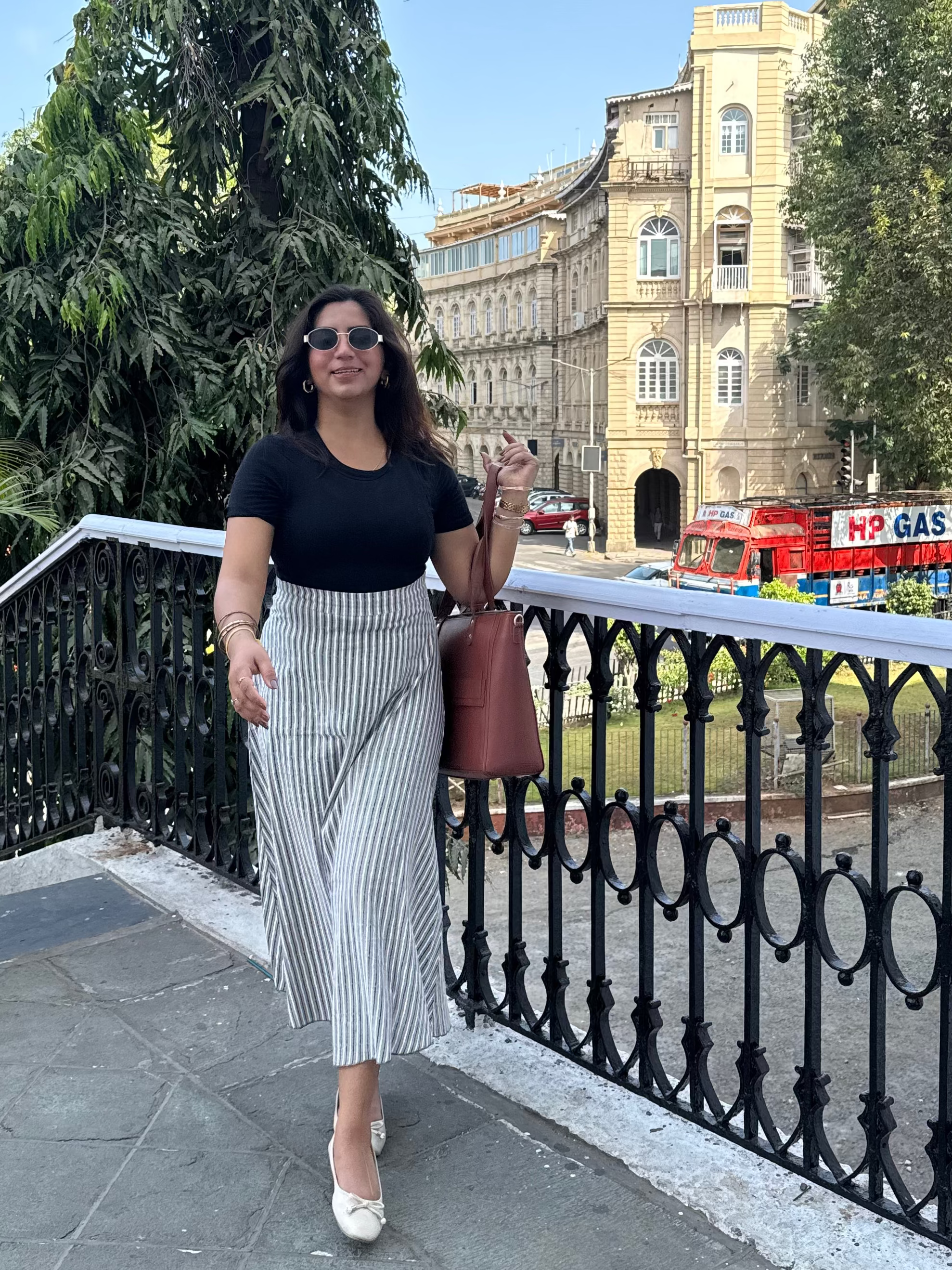 Grey Stripes Cotton Skirt