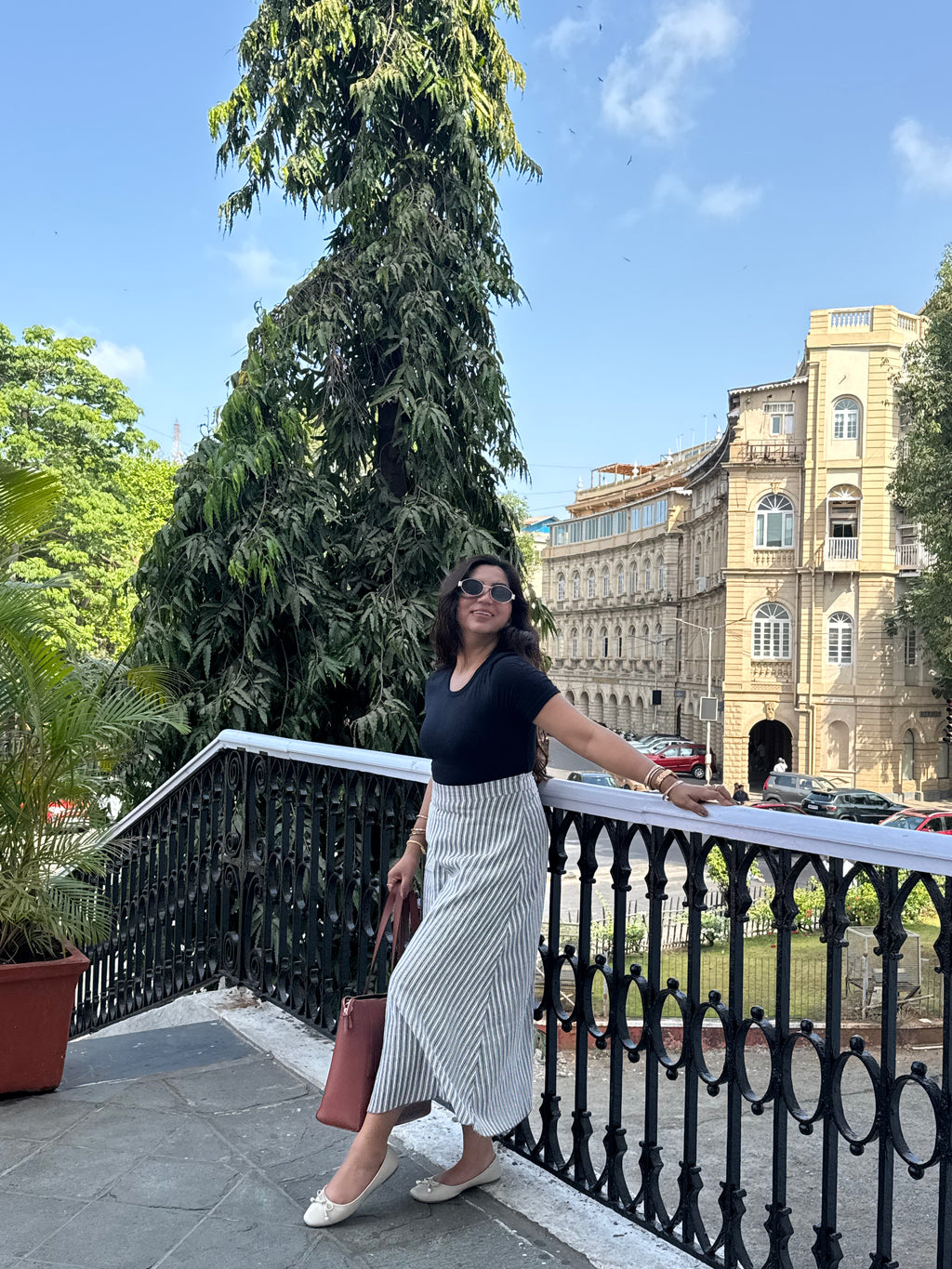 Grey Stripes Cotton Skirt