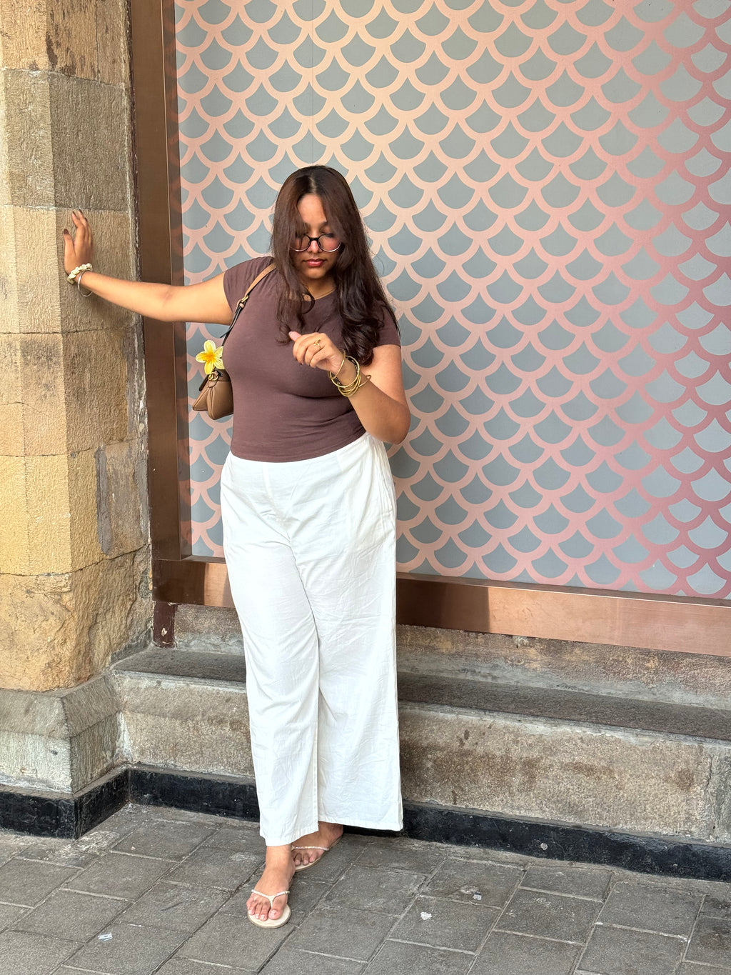 White Cotton Wide-Leg Parallel Pants