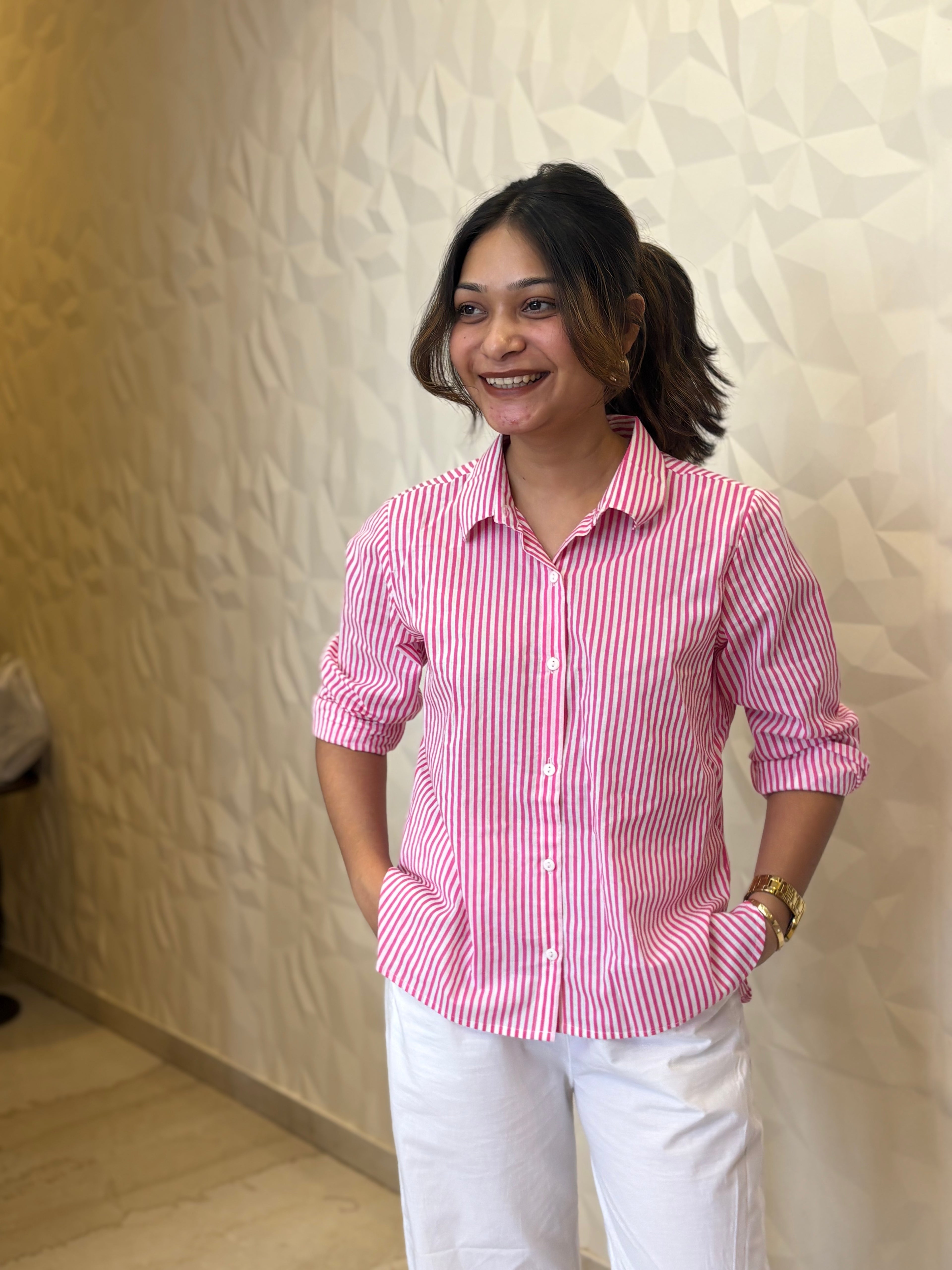 Pink Stripes Cotton Shirt