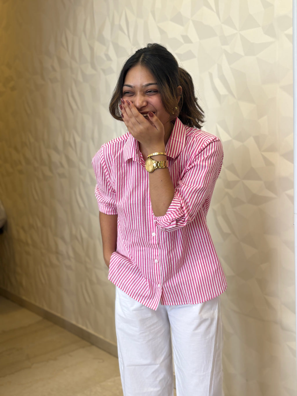 Pink Stripes Cotton Shirt