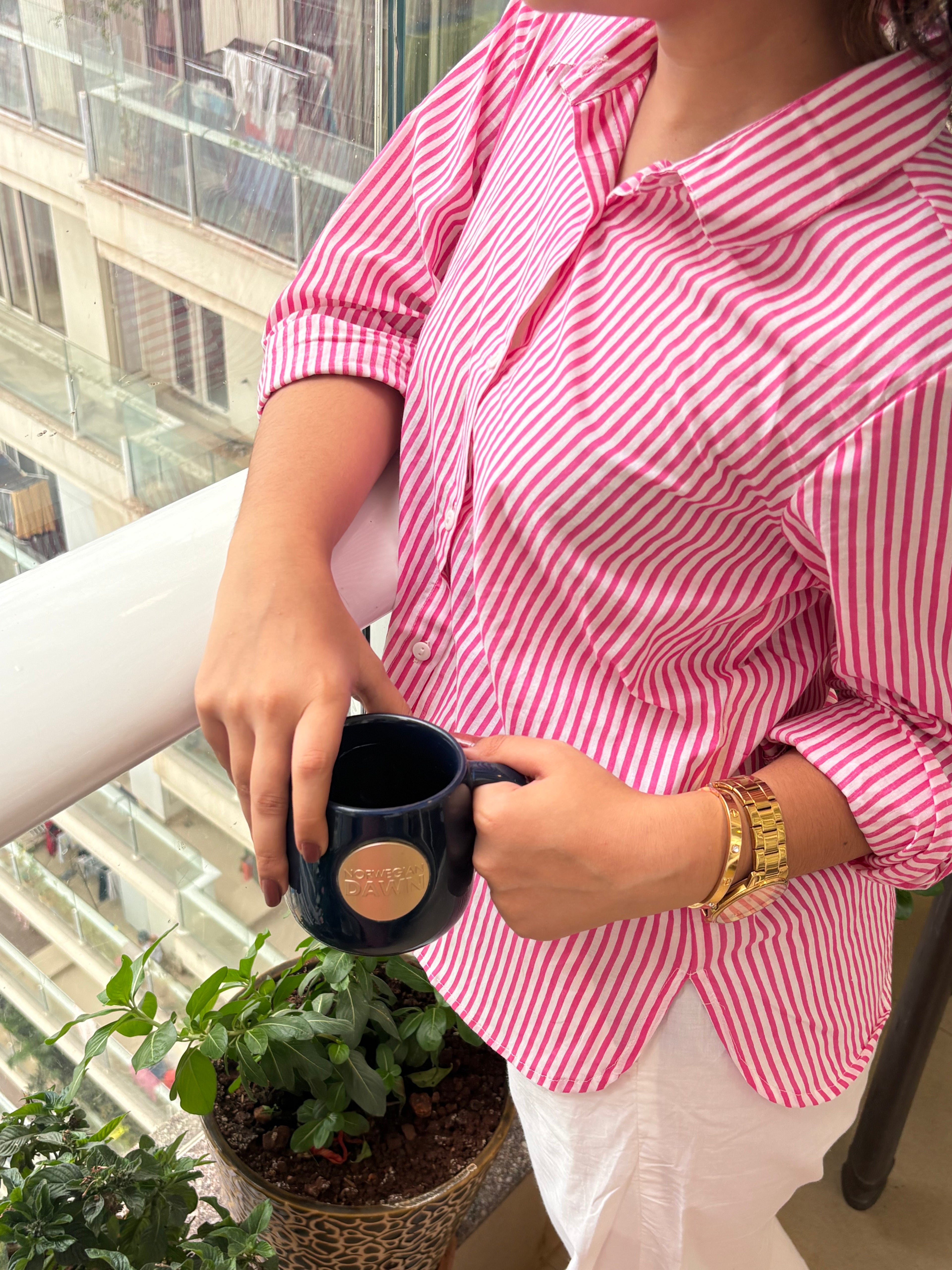 Pink Stripes Cotton Shirt