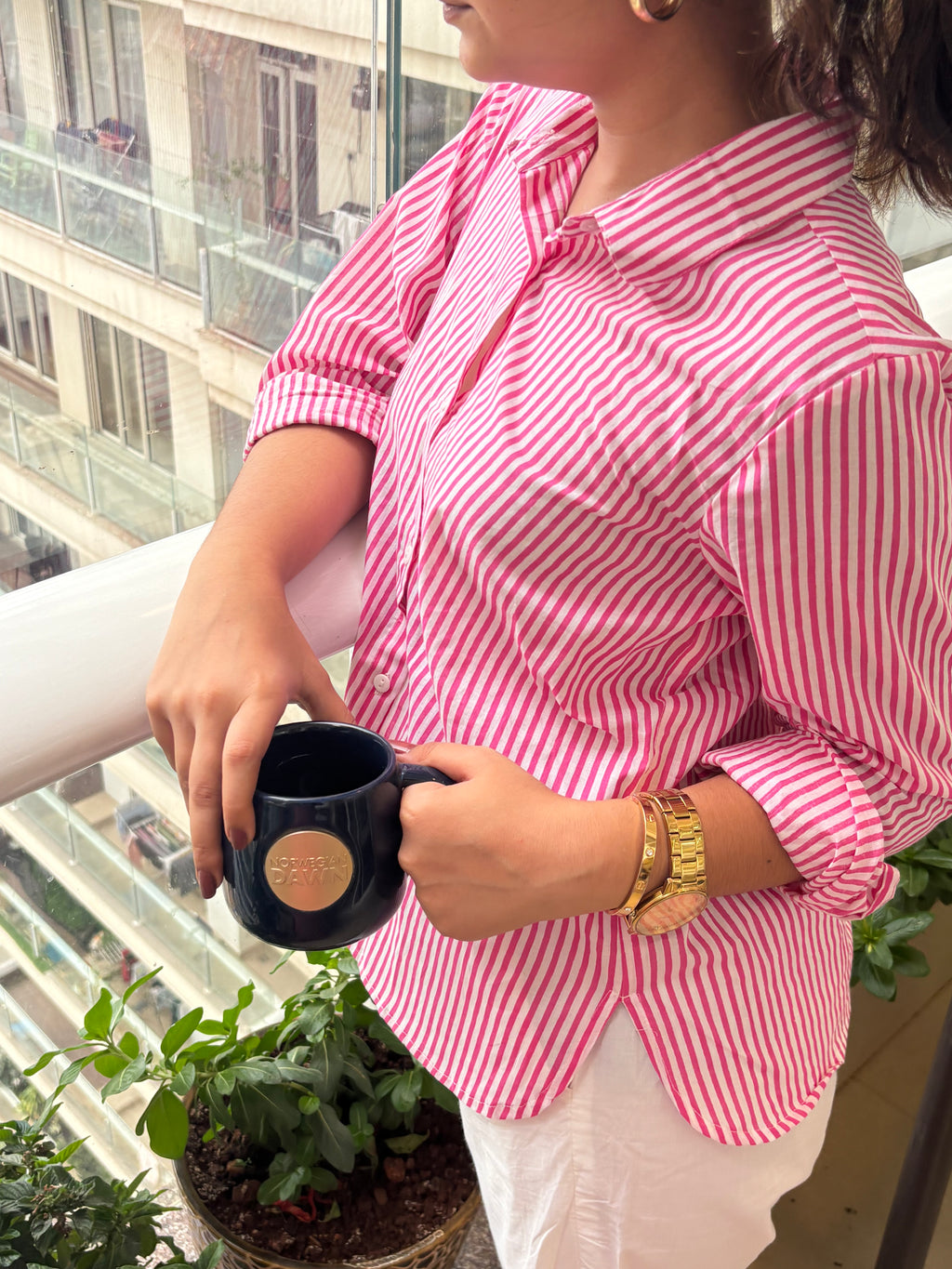 Pink Stripes Cotton Shirt