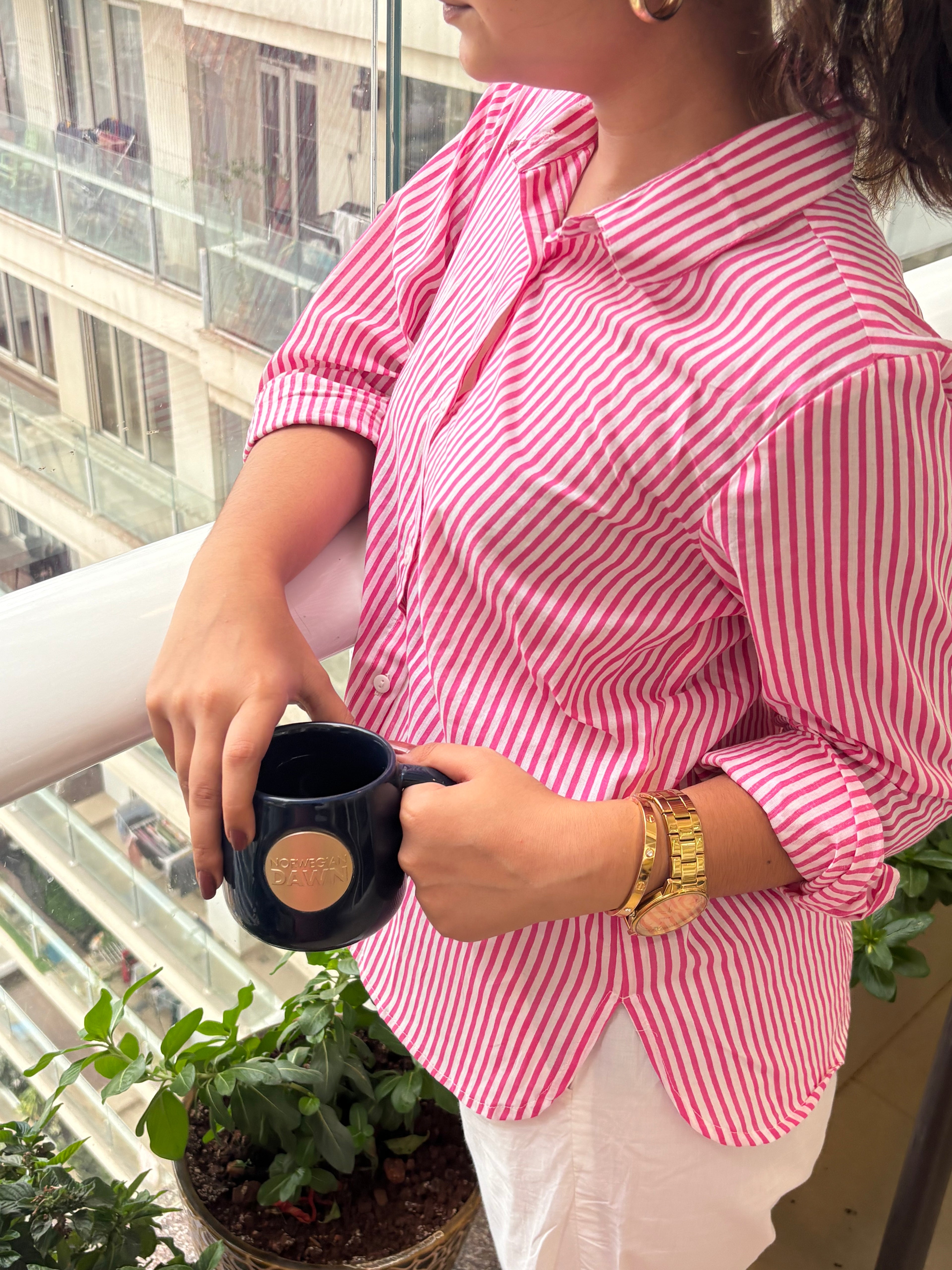 Pink Stripes Cotton Shirt