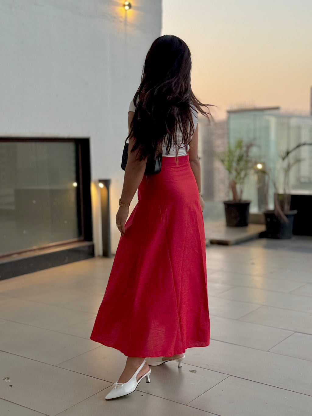 Red Cotton Skirt