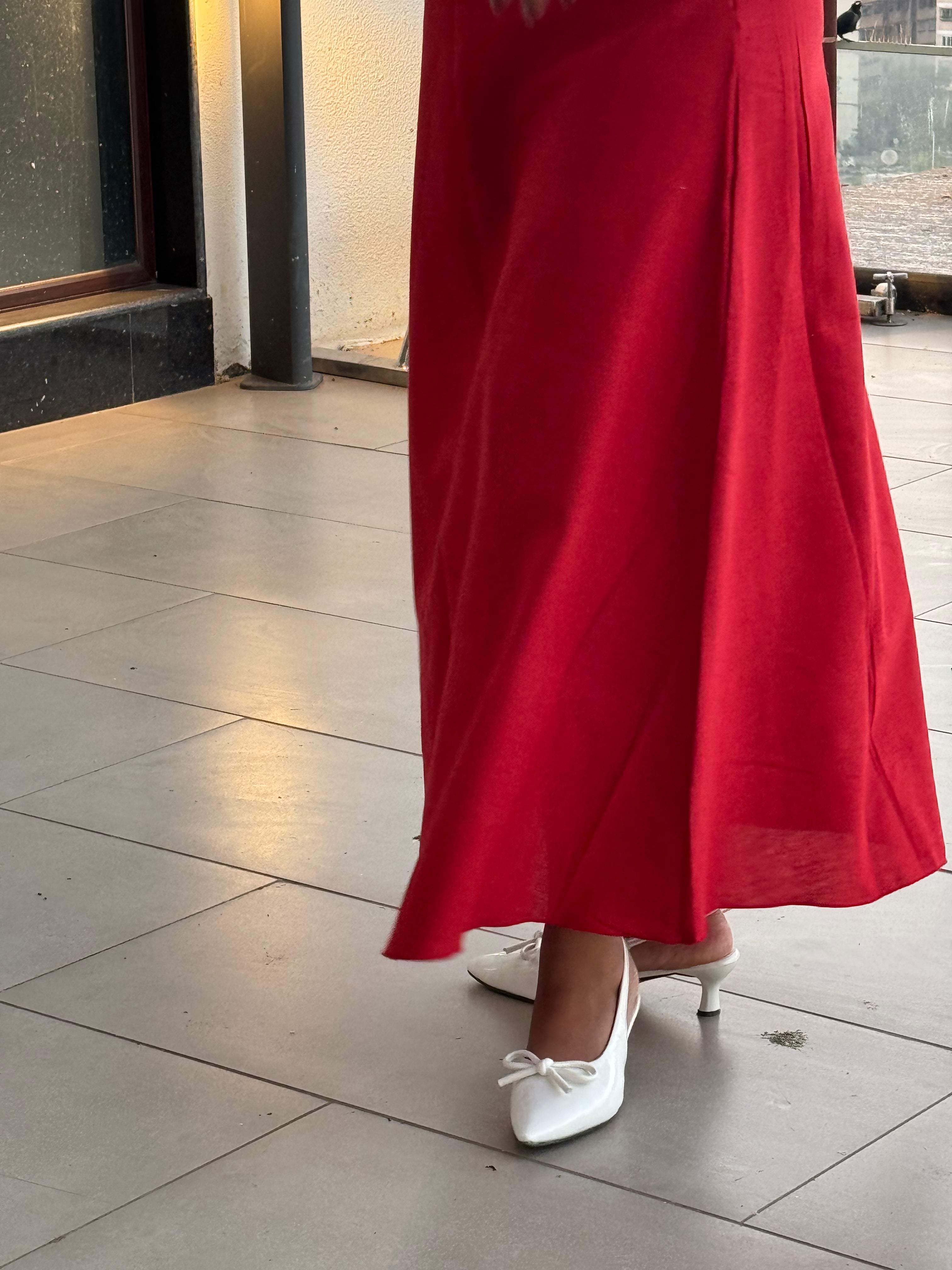 Red Cotton Skirt