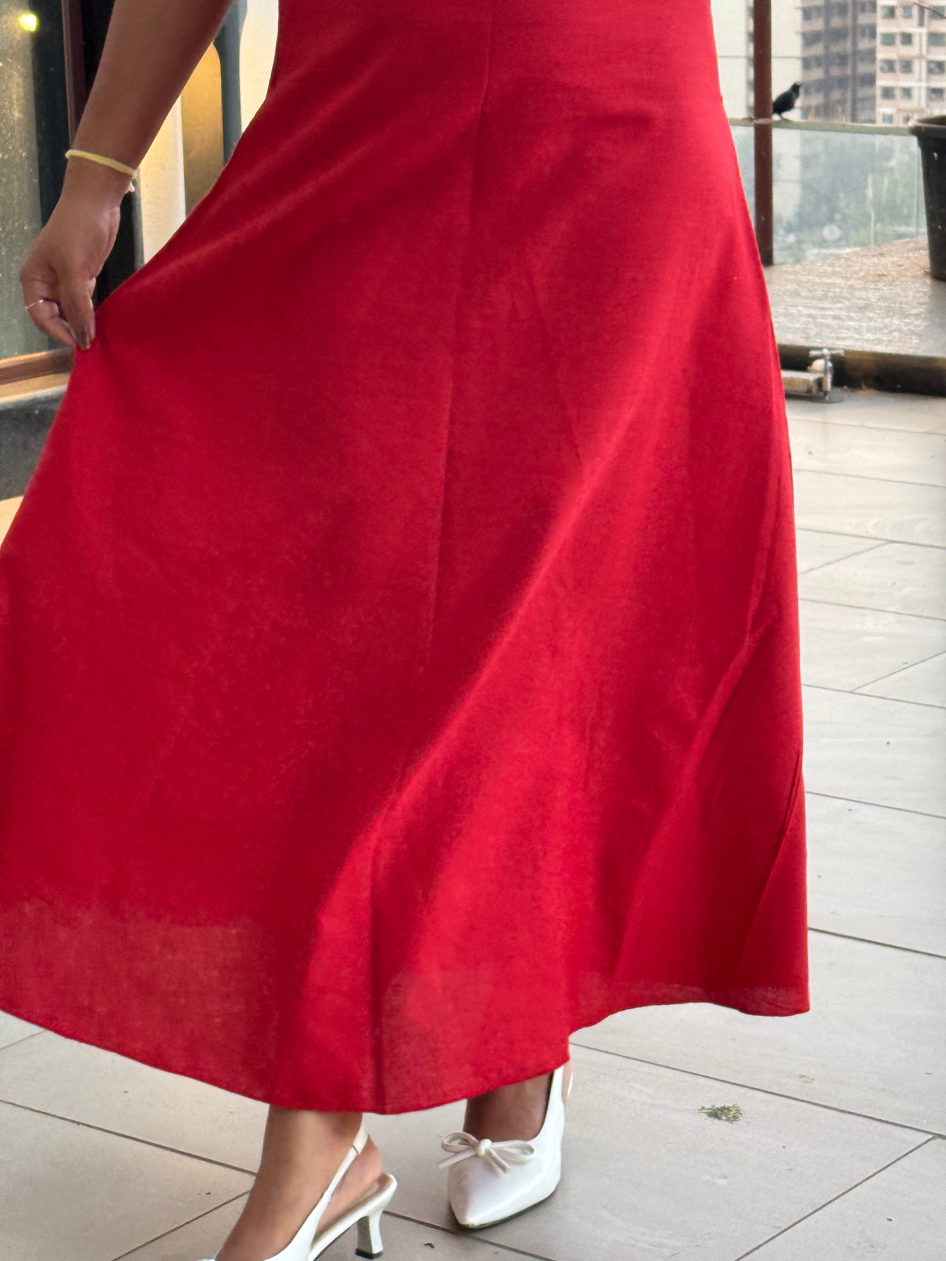 Red Cotton Skirt