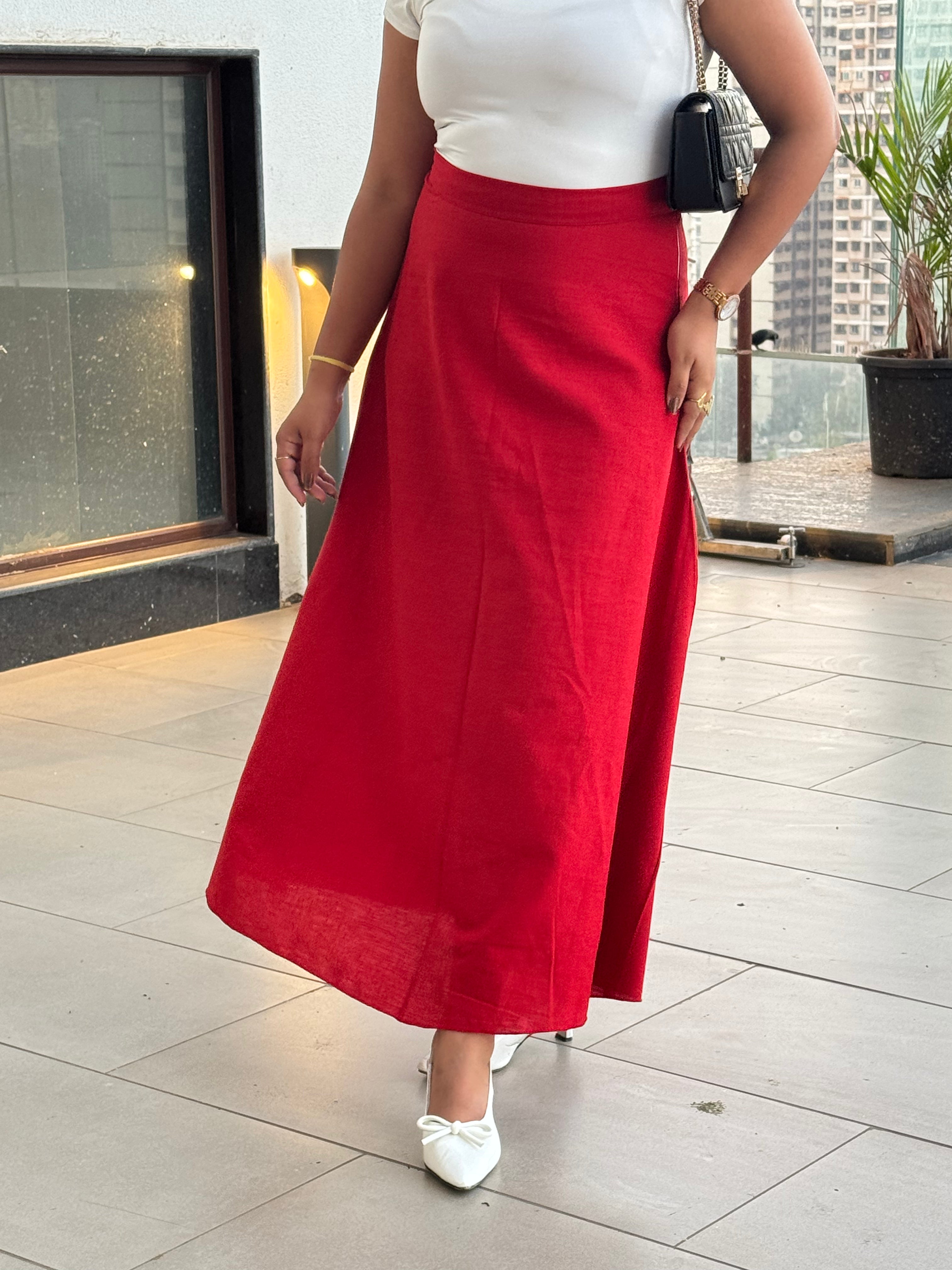 Red Cotton Skirt