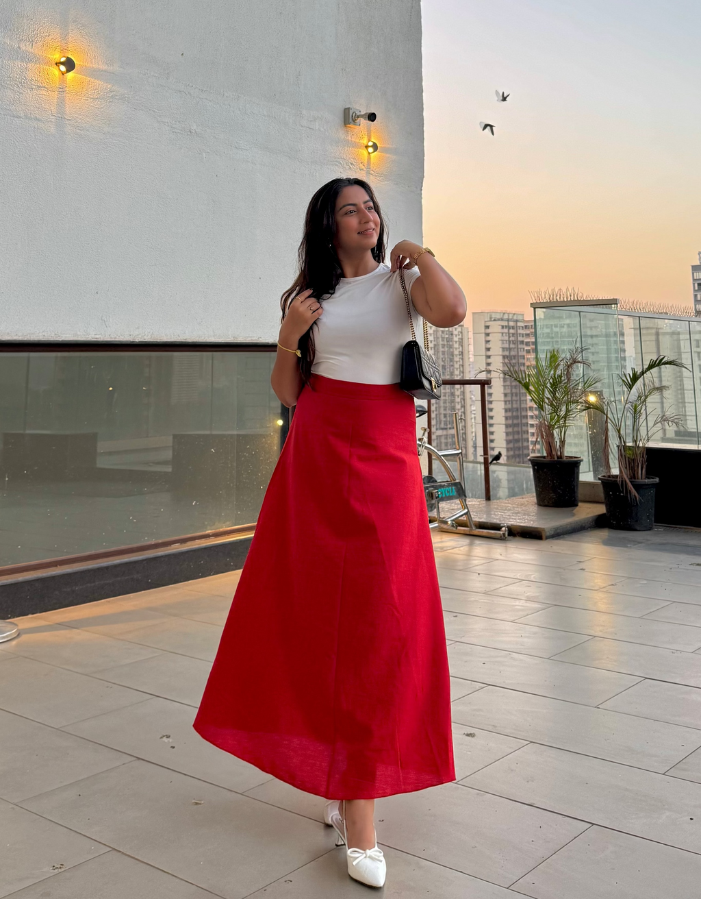 Red Cotton Skirt
