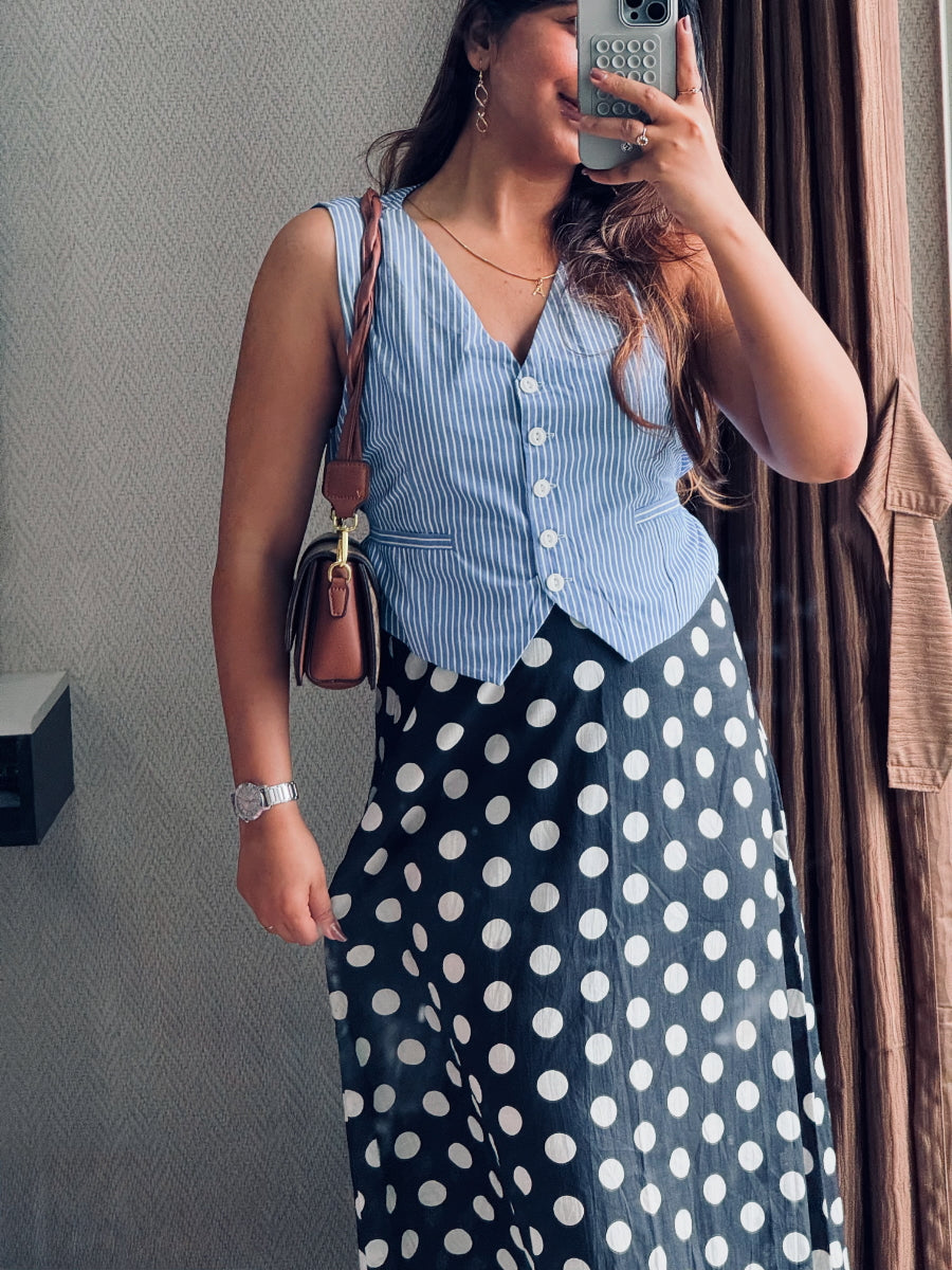 BLACK POLKA DOT COTTON SKIRT